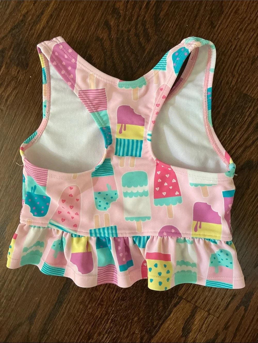 RUFFLE BUTTS - Sz 4T -  Ice Pop Print Ruffle Girls Tankini Two-Piece - Pink Mult